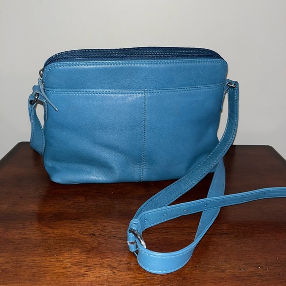 ili New York genuine leather turquoise crossbody bag - Picture 3 of 4